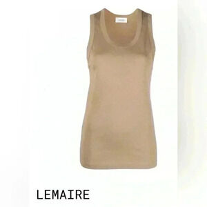 LEMAIRE Camel Scoop Neck Sleeveless Cotton Tank  Top